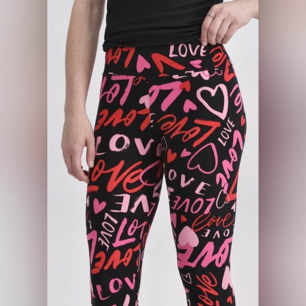 New Love Print Leggings Juniors Size Small/Medium